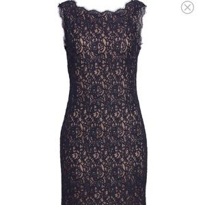 Adrianna Papell Boatneck Lace Sheath Dress